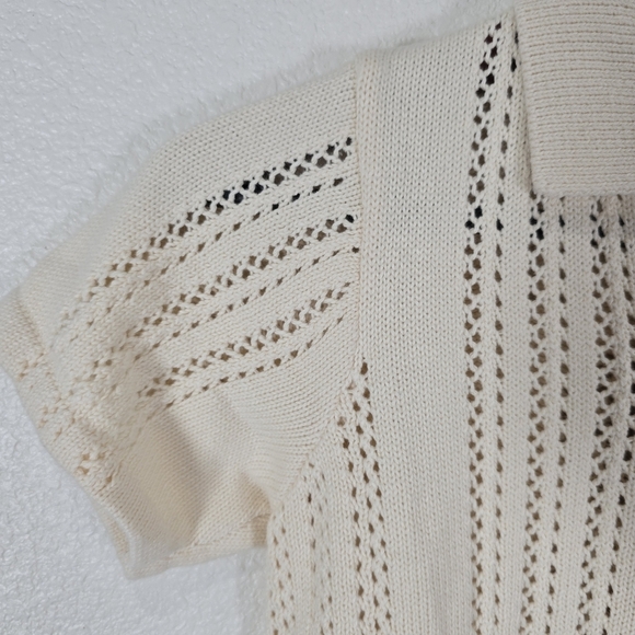 NWT Pacsun Kids' Finn Open Stitch Polo Sweater Size‎ 8 M 100% Cotton Off-white - Picture 4 of 8